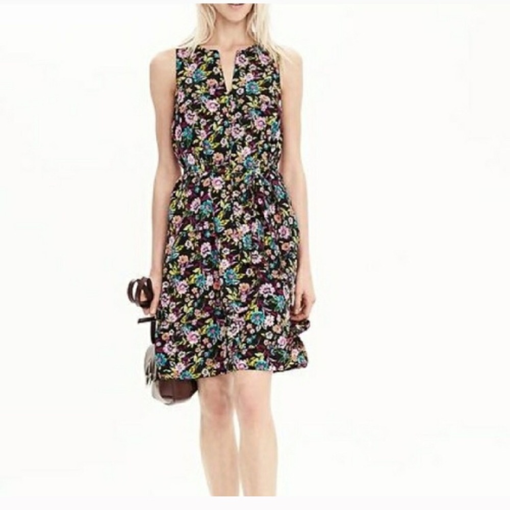 Banana republic black floral dress